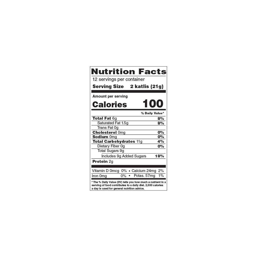 Nutrition facts label